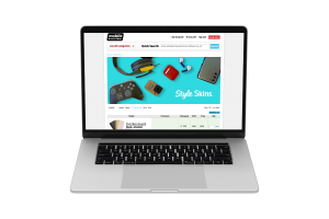 Responsive Magento e-commerce interface showcasing telecom pricing and workflow customization