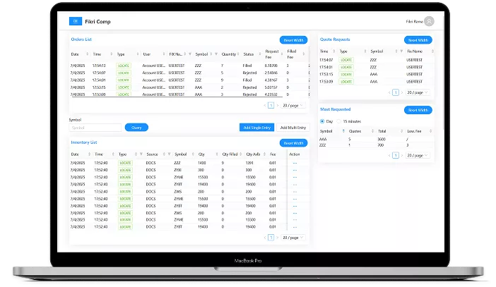 User interface of finance-focused stock trading app using AWS and React.js technologies
